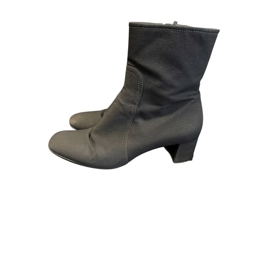 Prada Black Fabric Block‎ Heel Ankle Boots Women's Size 38.5/8.5